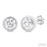 1/5 ctw Petite Bezel Set Round Cut Diamond Fashion Stud Earring in 10K White Gold