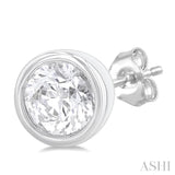 1/5 ctw Petite Bezel Set Round Cut Diamond Fashion Stud Earring in 10K White Gold