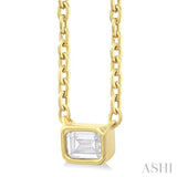 1/6 ctw Petite East-West Bezel Set Emerald Cut Diamond Fashion Pendant With Chain in 10K Yellow Gold