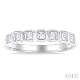 3/4 ctw  East-West Set Princess Cut Bezel Diamond Stackable Fashion Band in 14K White Gold