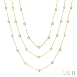 10 Ctw Bezel Set Round Cut Diamond 60-Inch Long Station Necklace in 14K Yellow Gold