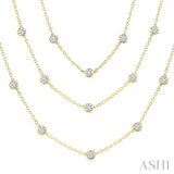 10 Ctw Bezel Set Round Cut Diamond 60-Inch Long Station Necklace in 14K Yellow Gold