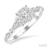 3/8 Ctw Round Lovebright Diamond Engagement Ring in 14K White Gold