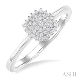 1/6 ctw Petite Cushion Shape Round Cut Diamond Cluster Fashion Ring in 10K White Gold