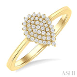 1/6 ctw Petite Pear Shape Round Cut Diamond Cluster Fashion Ring in 10K Yellow Gold