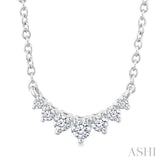 1/8 Ctw Graduated Petite Diamond Smile Necklace in 14K White Gold