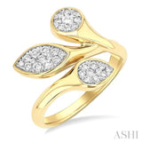 3/8 ctw Lovebright Bypass Mixed Shape Mount Round Cut Diamond Fashion Ring in 10K Yellow and White Gold