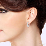 3 Ctw Inside-Out Embellished Round Cut Diamond Hoop Earrings in 14K White Gold