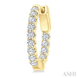 1 Ctw Inside-Out Embellished Round Cut Diamond Hoop Earrings in 14K Yellow Gold