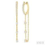 1/3 ctw Round Cut Diamond Chain Dangler Hoop Earring in 10K Yellow Gold