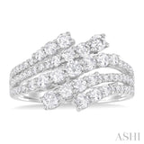 1 1/2 Ctw Triple Split Wide Bypass Round Cut Diamond Fashion Ring in 14K White Gold