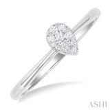 1/10 ctw Lovebright Petite Pear Shape Round Cut Diamond Fashion Ring in 10K White Gold