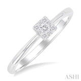 1/10 ctw Lovebright Petite Square Shape Round Cut Diamond Fashion Ring in 10K White Gold