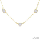 3/4 ctw Lovebright Mixed Shape Mount Round Cut Diamond Station Necklace in 14K Yellow and White Gold