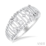 1/3 ctw Open Ribbed Dome Shape Round Cut Diamond Scatter Fashion Ring in 14K White Gold