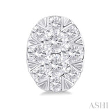 1/6 Ctw Lovebright Petite Oval Shape Round Cut Diamond Fashion Stud Earring in 10K White Gold