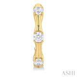 1/8 Ctw Petite Bamboo Shoot Inspired Round Cut Diamond Fashion Half Hoop Earrings in 10K Yellow Gold