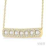 1/2 ctw Interlocked Octagonal Shape Motif Fusion Baguette and Round Cut Diamond Necklace in 14K Yellow Gold