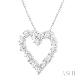 1.00 ctw Heart Shape Mixed Diamond Cut Fashion Pendant With Chain in 14K White Gold