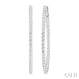 3.00 ctw Inside & Outside Round Cut Diamond Hoop Earrings in 14K White Gold