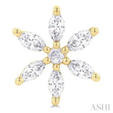 3/8 Ctw Floral Motif Marquise and Round Cut Diamond Fashion Stud Earring in 14K Yellow Gold