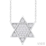 1/4 Ctw Star of David Petite Round Cut Diamond Fashion Pendant With Chain in 14K White Gold