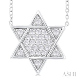 1/4 Ctw Star of David Petite Round Cut Diamond Fashion Pendant With Chain in 14K White Gold