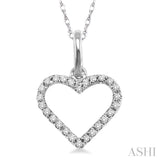 1/10 ctw Round Cut Diamond Heart Shape Pendant in 10K White Gold with Chain