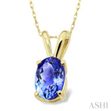 6x4MM Oval Cut Tanzanite Pendant in 14K Yellow Gold with Chain