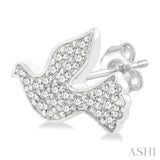 1/6 ctw Petite Dove Round Cut Diamond Fashion Stud Earring in 10K White Gold