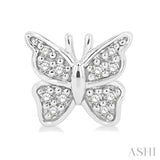 1/10 ctw Petite Butterfly Round Cut Diamond Fashion Stud Earring in 10K White Gold