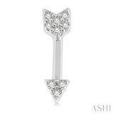 1/20 ctw Petite Arrow Round Cut Diamond Fashion Stud Earring in 10K White Gold