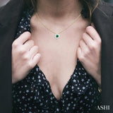 3.8 MM Emerald and 1/3 ctw Round Cut Cut Lovebright Diamond Precious Pendant With Chain in 14K Yellow and White Gold