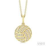 1/6 ctw Petite Volleyball Round Cut Diamond Fashion Pendant With Chain in 10K Yellow Gold