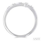 1/5 ctw Reclined Cross Baguette and Round Cut Diamond Fashion Ring in 10K White Gold