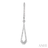 1/3 ctw Tear Drop Round Cut Diamond Long Earring in 10K White Gold