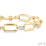 1 1/10 Ctw Round Cut Diamond Paperclip Link Fashion Bracelet in 14K Yellow Gold