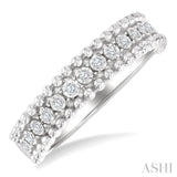 1/10 Ctw Single Cut Diamond Bold Bead Design Fashion Band in Sterling Silver