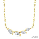 1/4 Ctw Graduated Marquise Cut Diamond Fashion Necklace in 14K Yellow Gold