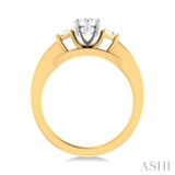 1/4 ctw Marquise Shape Trillion and Round Cut Diamond Semi Mount Engagement Ring in 14K Yellow and White Gold