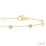 1/10 Ctw Petite Heart Round Cut Diamond Station Bracelet in 10K Yellow Gold