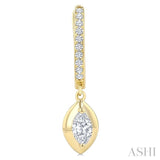 1/2 Ctw Marquise Shape Dome Round Cut Diamond Fashion Huggie Earrings in 14K Yellow Gold