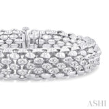 1/4 Ctw Bold Weave Hollow Cylindrical Design Round Cut Diamond Fashion Bracelet in Sterling Silver