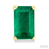 5X3 MM Octagon Shape Emerald Precious Stud Earrings in 14K Yellow Gold