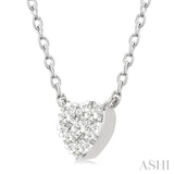 1/10 Ctw Lovebright Petite Heart Shape Round Cut Diamond Fashion Pendant With Chain in 10K Yellow and White Gold