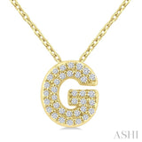 1/10 Ctw Initial 'G' Round Cut Diamond Fashion Pendant With Chain in 10K Yellow Gold