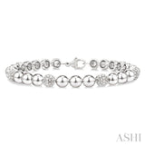 6 MM Bold Bead and 1/5 Ctw Round Cut Bead Bijoux Diamond Fashion Bracelet in Sterling Silver
