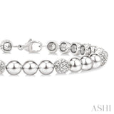 1/5 Ctw Bold Bead Design Single Cut Diamond Fashion Bracelet in Sterling Silver