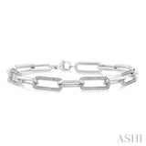 1/10 Ctw Bold Single Cut Diamond Paperclip Fashion Bracelet in Sterling Silver