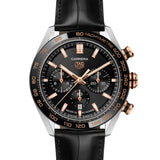 TAG Heuer Carrera  Heuer 02 Automatic Mens Black Leather Chronograph